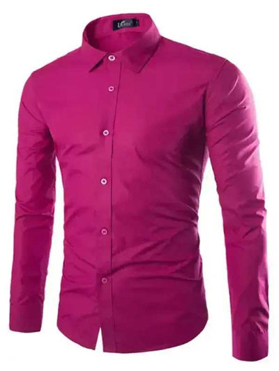 Casual lapel shirt non - iron long - sleeved - Aesthetic Haven