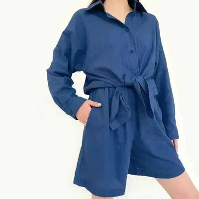 Early Autumn Cotton And Linen Women's Long Sleeve Shirt - Aesthetic Haven